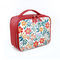 Borsa cosmetica di viaggio con la borsa portatile rossa di trucco del compartimento floreale della chiusura lampo